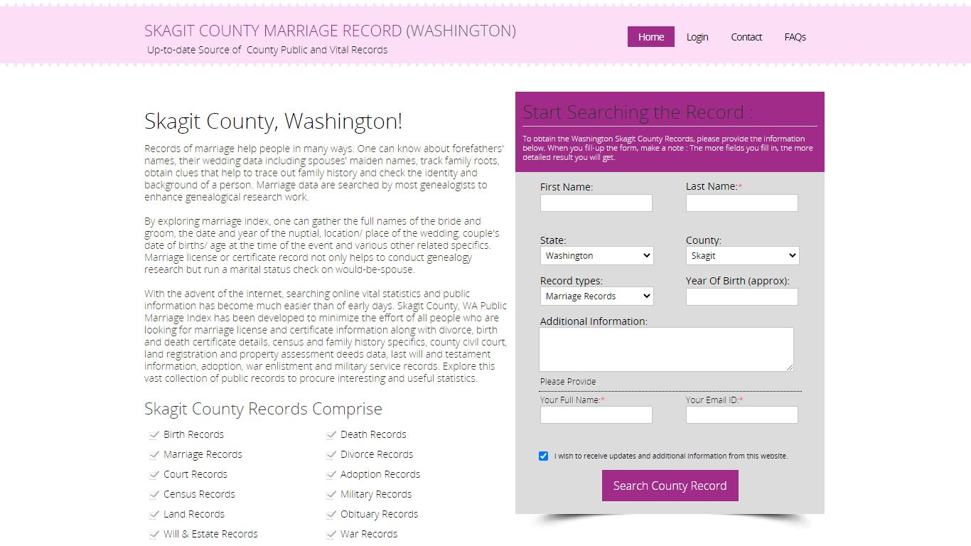 Public Marriage Records - Skagit County, Washington